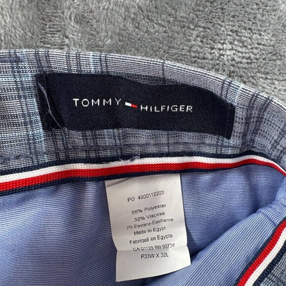 $95 Tommy Hilfiger Mens TH FlTommy Hilex Tate Plaid Dress Pants Black Grey 33X32 - Picture 6 of 9